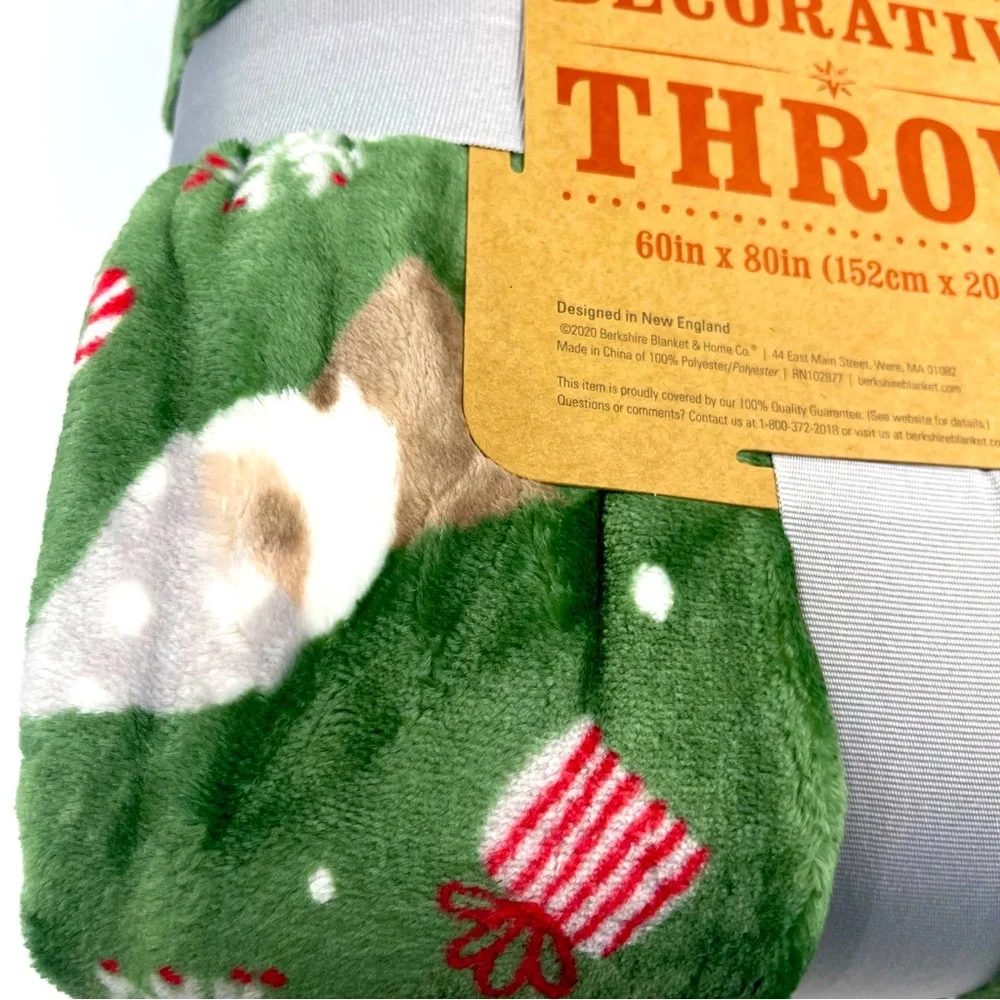 Berkshire Decorative Throw Candy Cane Gnomes NWT